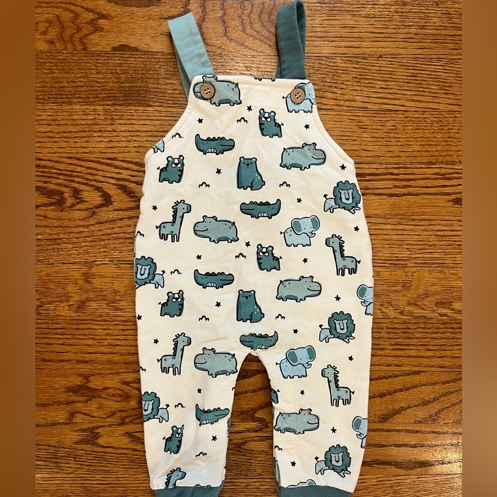 NWOT Mayoral White and Team Baby Boy Overalls / Jumpsuit | 4-6M Animal Pattern